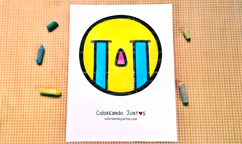 Desenho de emoji triste colorido por Colorindo Juntos