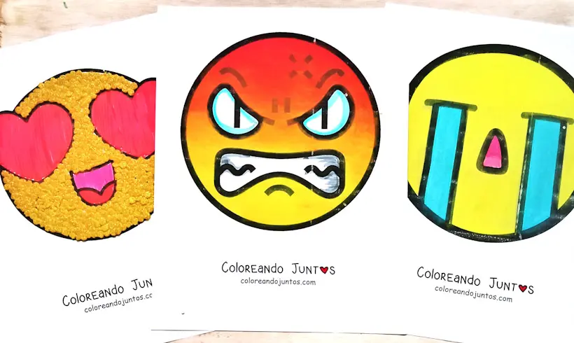 Desenhos de emojis coloridos por Colorindo Juntos
