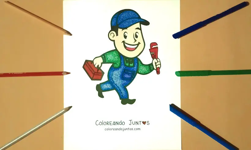 Desenho de encanador colorido por Colorindo Juntos