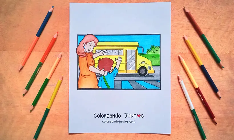 Desenho de escola colorido por Colorindo Juntos