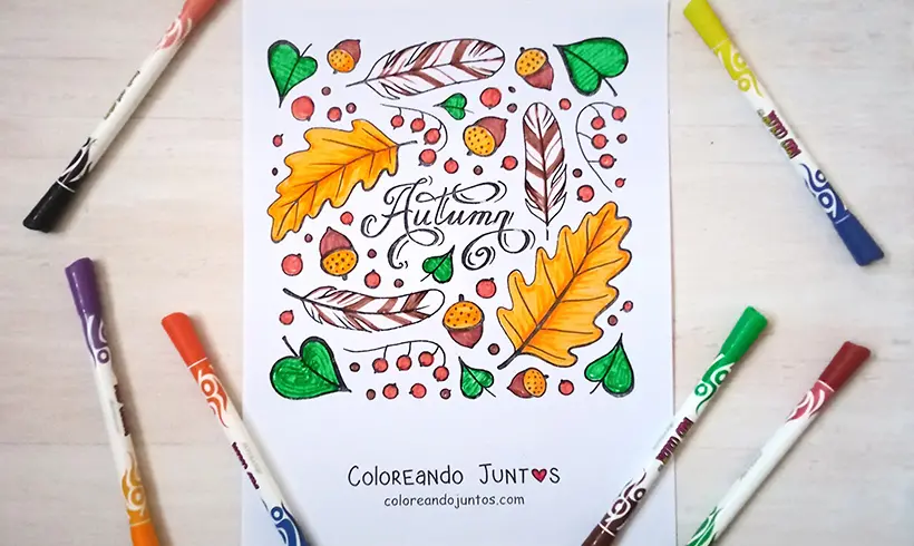 Desenho de estacao do ano em ingles colorida por Colorindo Juntos