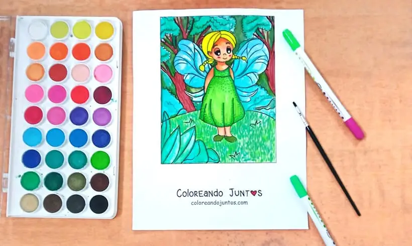 Desenho de fada colorido por Colorindo Juntos