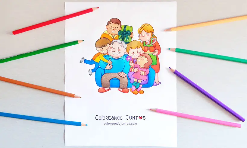 Desenho de família colorido por Colorindo Juntos