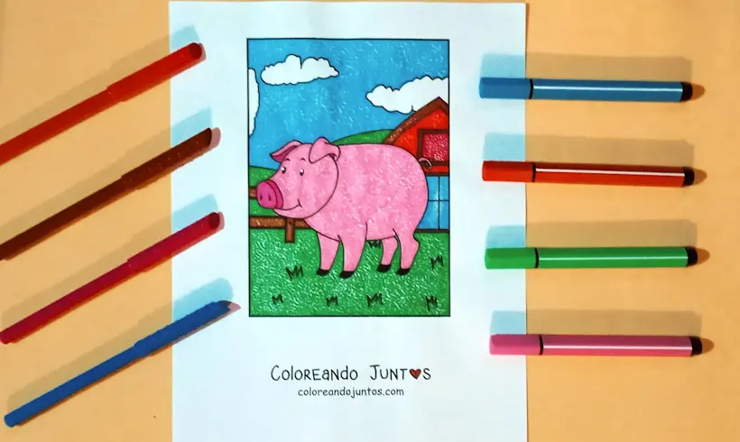 Desenho de fazenda kawaii colorida por Colorindo Juntos
