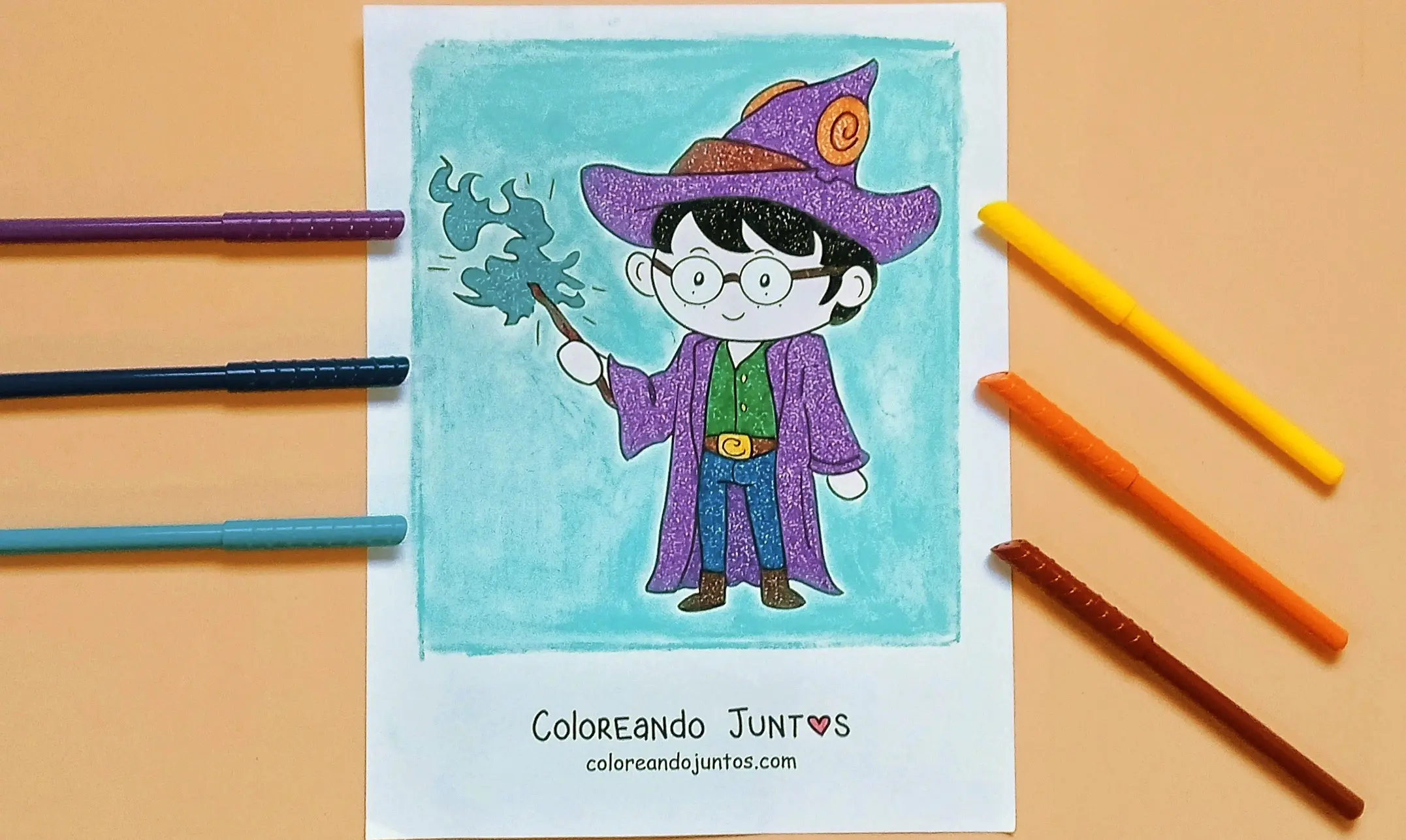Desenho de feiticeiro colorido por Colorindo Juntos