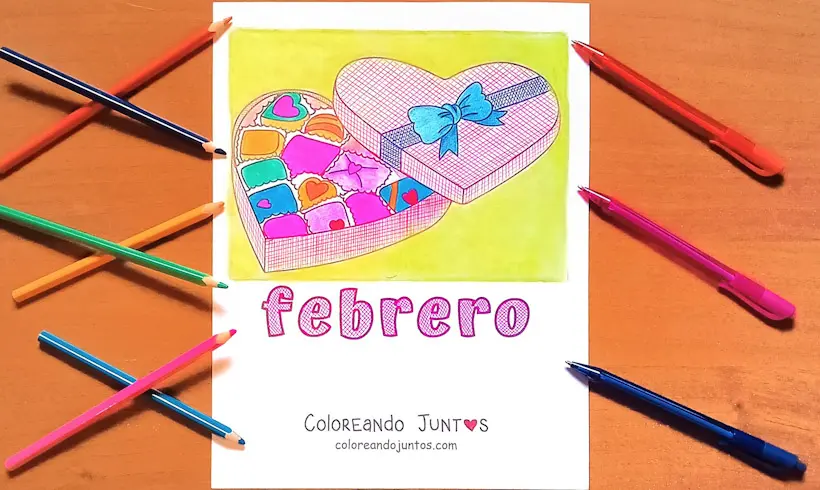 Desenho do mês de fevereiro colorido por Colorindo Juntos