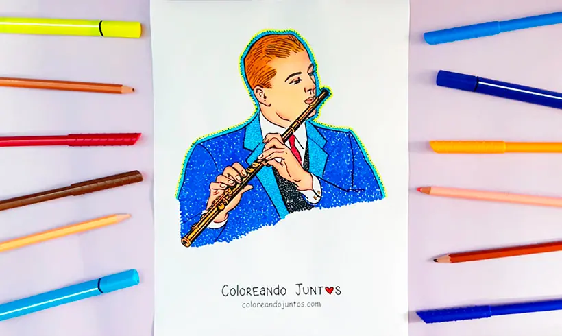 Desenho de flauta colorido por Colorindo Juntos