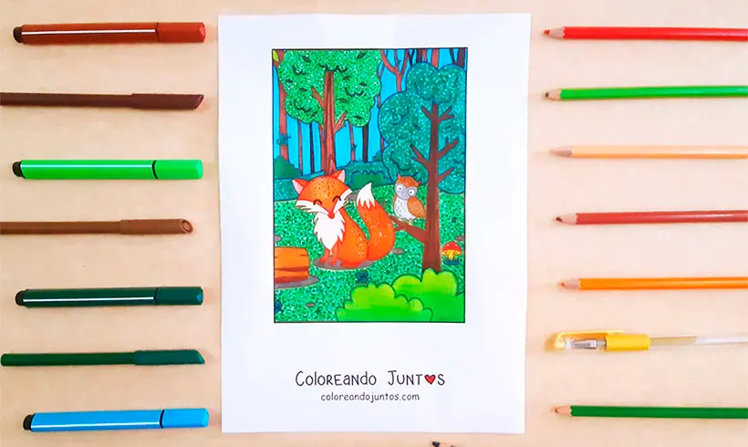 Desenho de floresta colorido por Colorindo Juntos