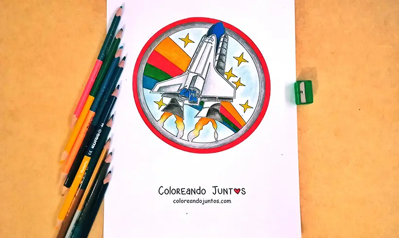Desenho de foguete colorido por Colorindo Juntos