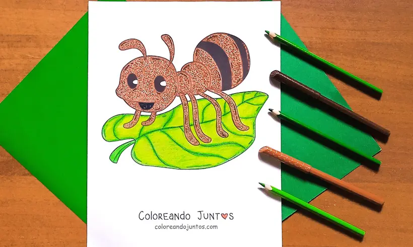 Desenho de uma formiga colorido pela Colorindo Juntos