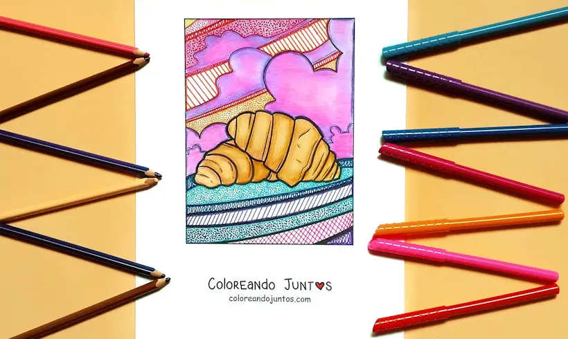 Desenho de croissant da França colorido por Colorindo Juntos