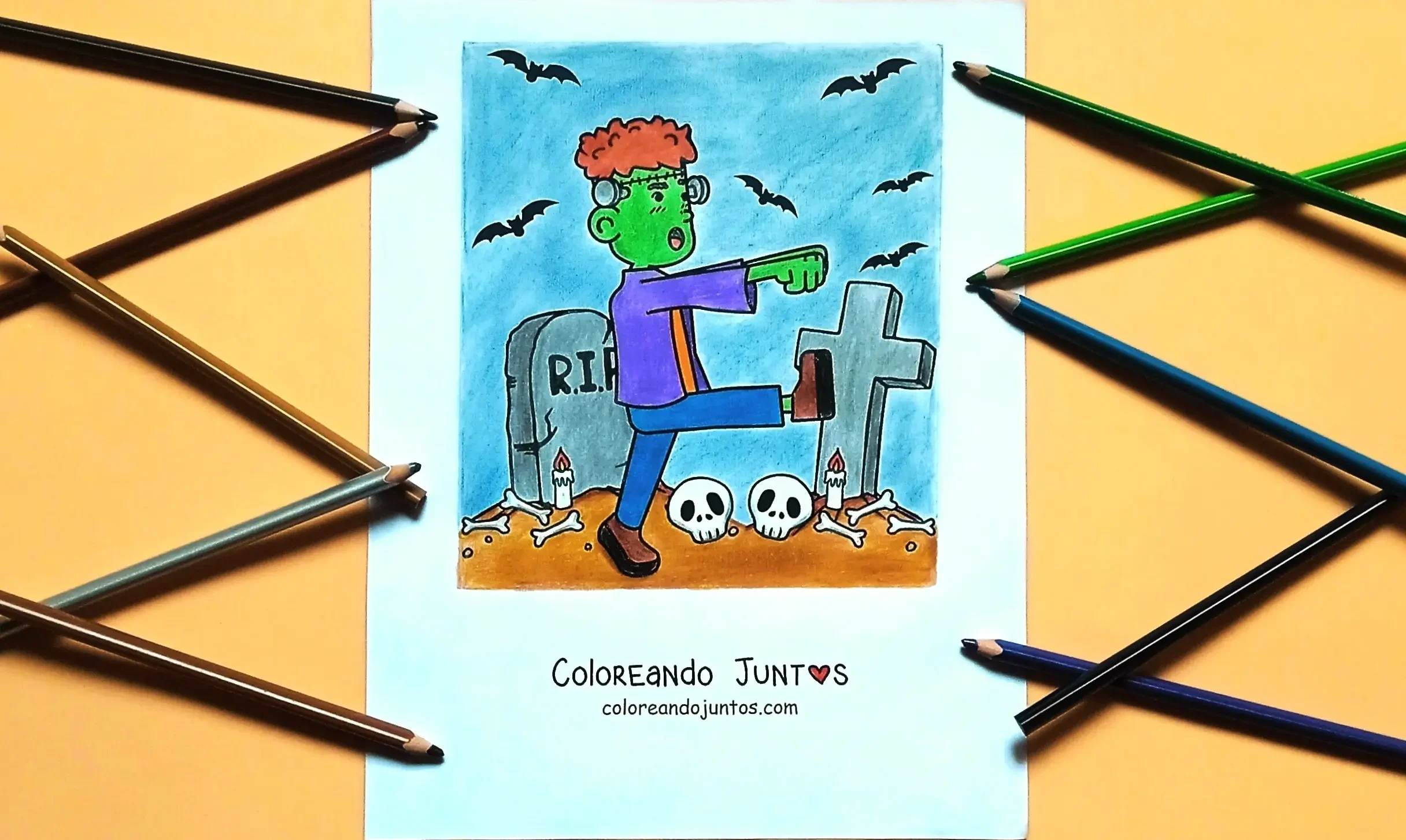 Desenho de Frankenstein colorido por Colorindo Juntos