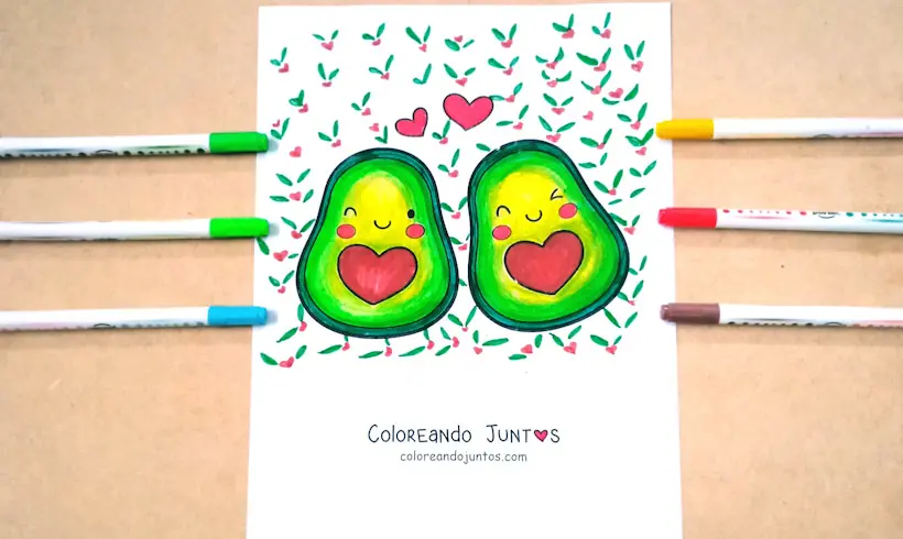 Desenho de frutas kawaii colorido por Colorindo Juntos