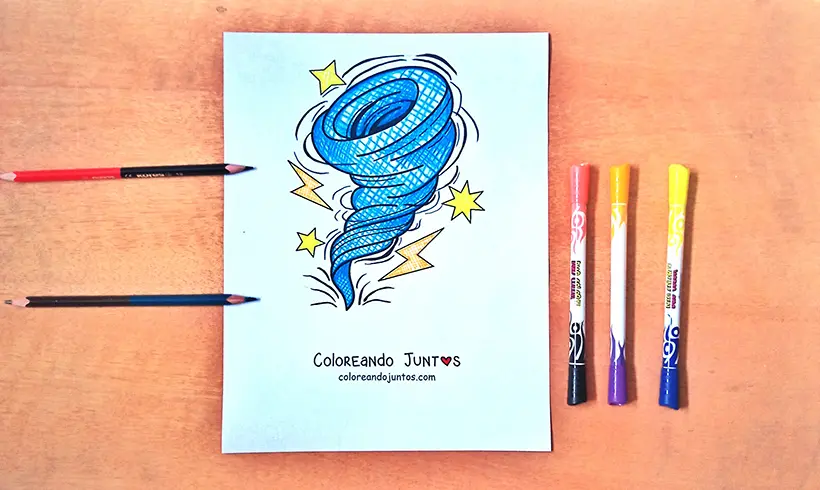 Desenho de furacao colorido por Colorindo Juntos