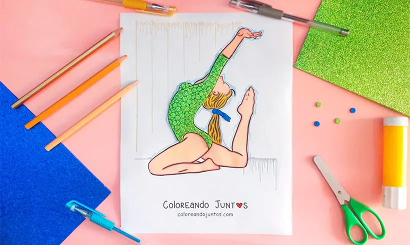 Desenho de ginástica colorido pela Colorindo Juntos