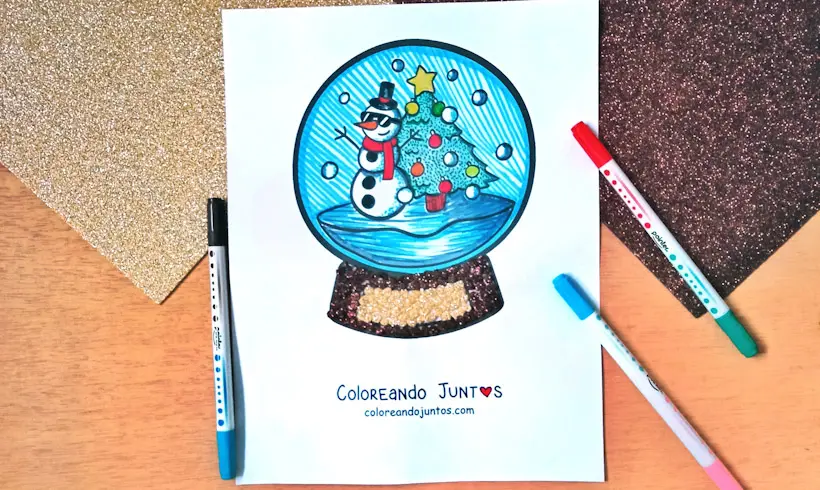 Desenho de globo de neve colorido por Colorindo Juntos