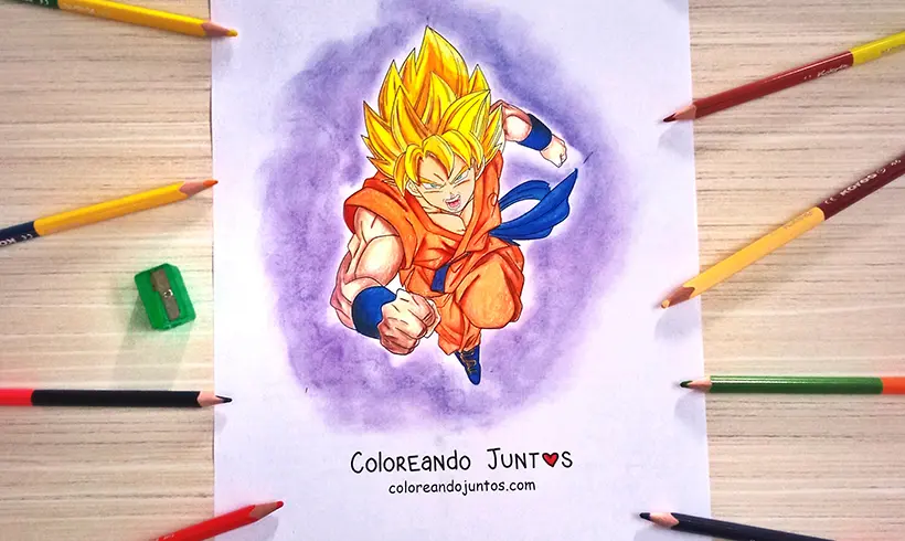 Desenho do Goku colorido por Colorindo Juntos