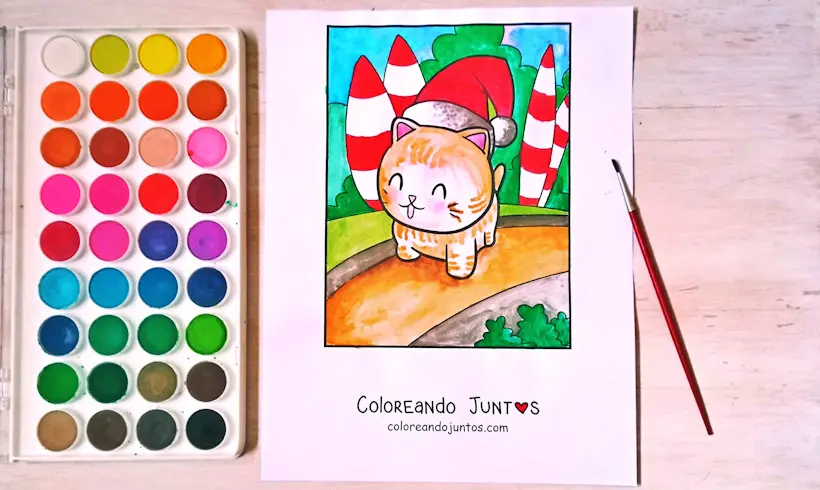 Desenho de gorro de Natal colorido pelo Colorindo Juntos