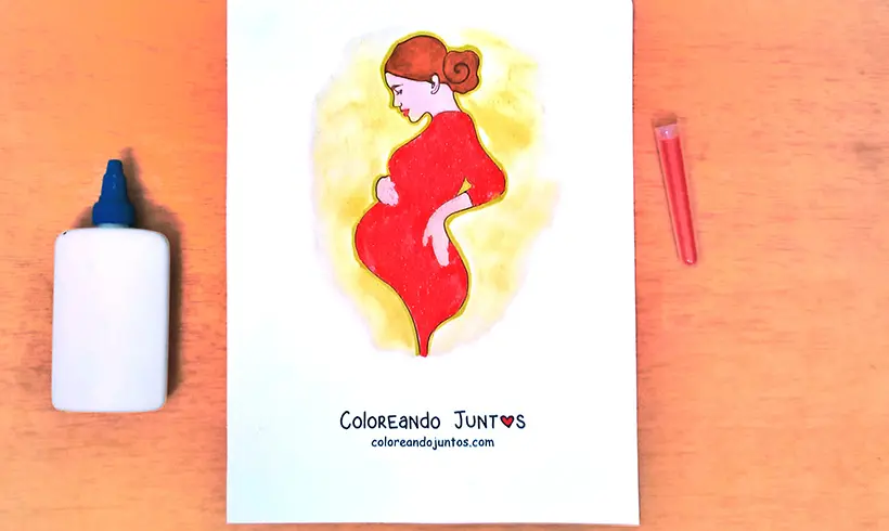Desenho de grávida colorido por Colorindo Juntos