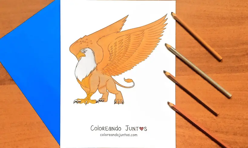 Desenho de um Grifo colorido por Colorindo Juntos