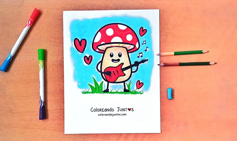 Desenho de violão colorido pela Colorindo Juntos