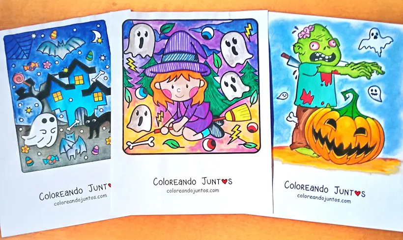 Desenhos de Halloween coloridos por Colorindo Juntos