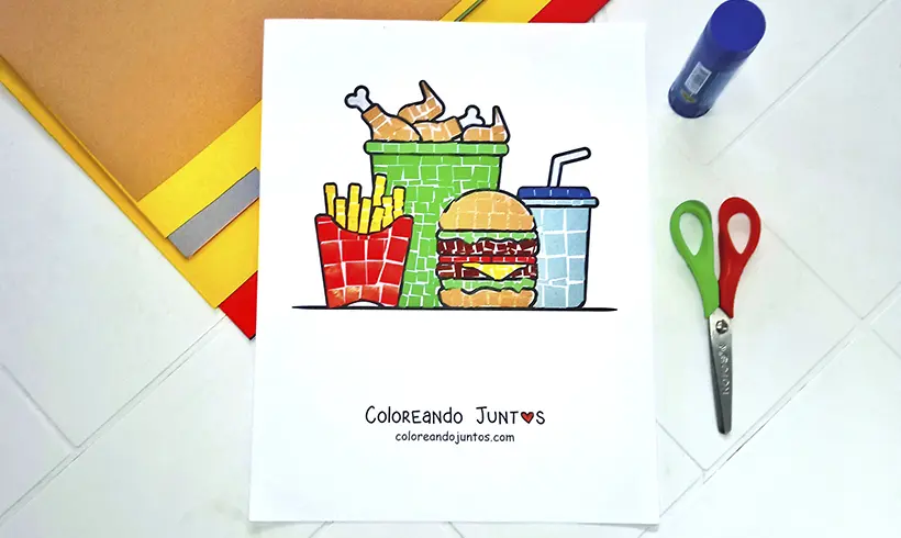 Desenho de hambúrguer colorido por Colorindo Juntos