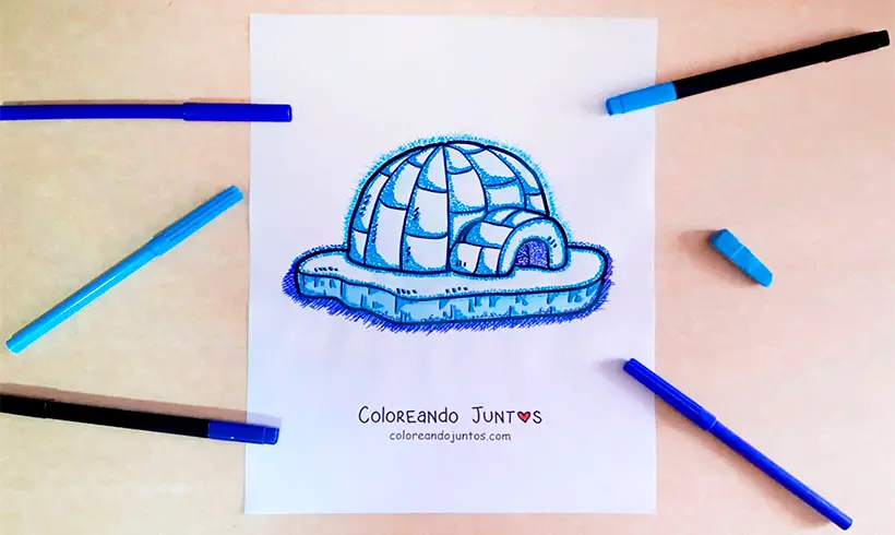 Desenho de iglu colorido pelo Colorindo Juntos