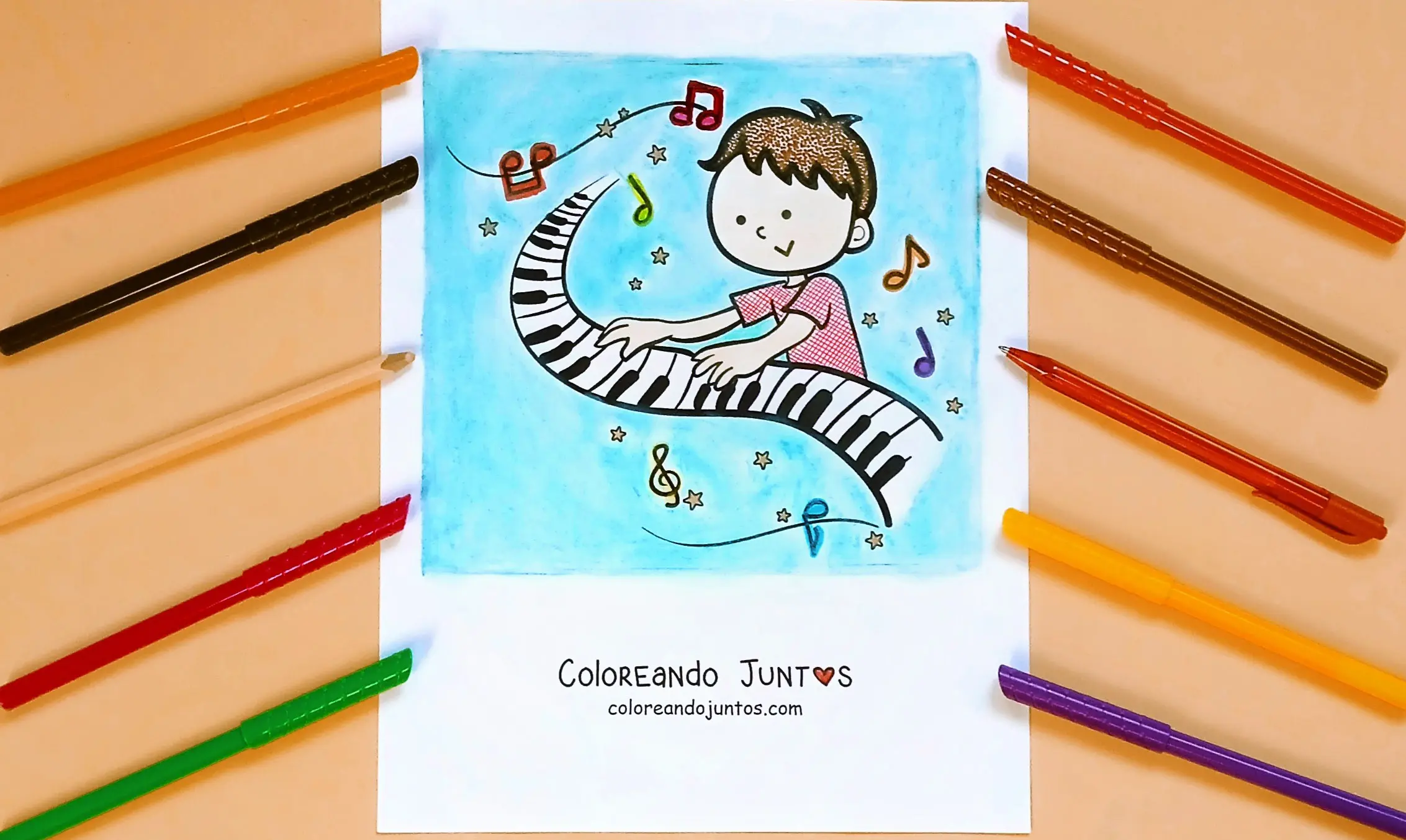 Desenho de instrumento kawaii colorido pela Colorindo Juntos