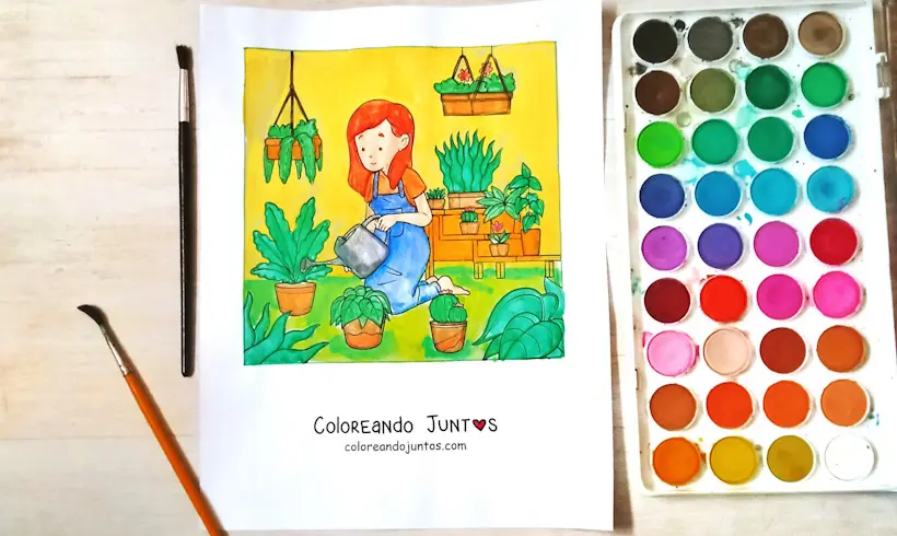 Desenho de jardinagem colorido pela Colorindo Juntos