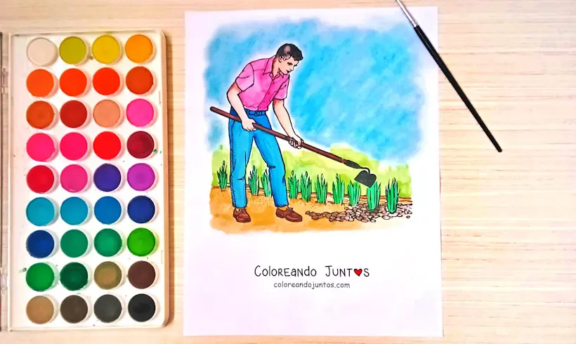 Desenho de jardineiro colorido por Colorindo Juntos