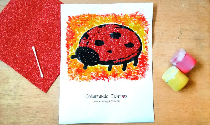 Desenho de uma joaninha colorido pela Colorindo Juntos