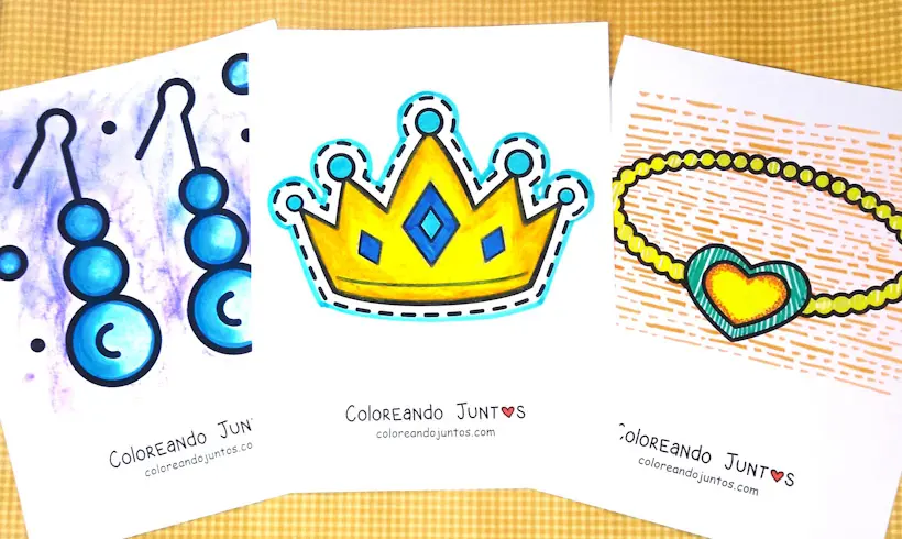 Desenhos de joias e acessórios coloridos por Colorindo Juntos