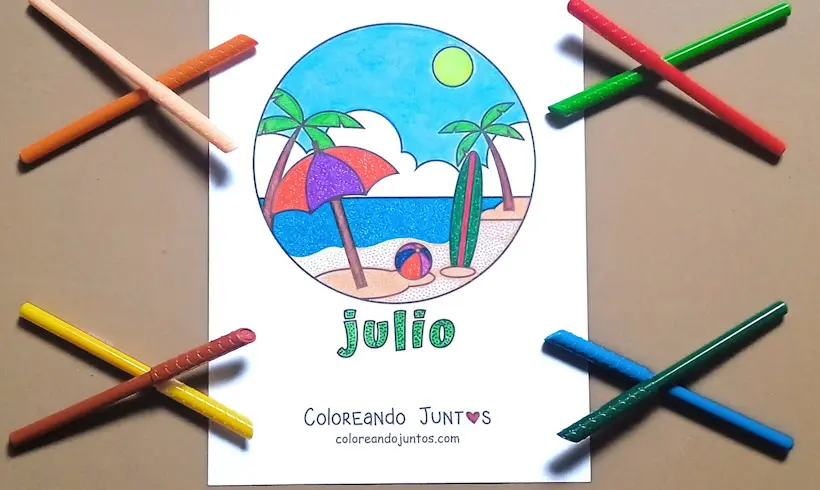Desenho do mês de julho colorido por Colorindo Juntos