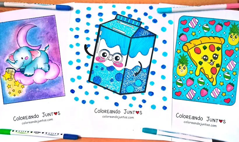 Desenhos kawaii coloridos pelo Colorindo Juntos
