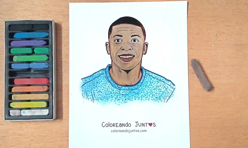 Desenho de Kylian Mbappé colorido por Colorindo Juntos