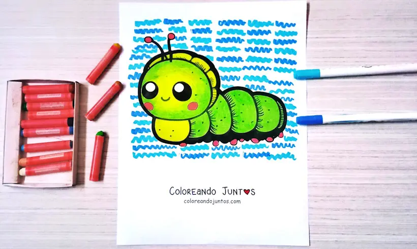 Desenho de uma lagarta colorido por Colorindo Juntos