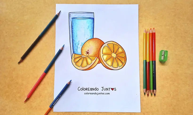 Desenho de laranja colorida pela Colorindo Juntos