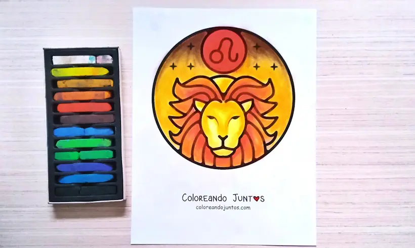 Desenho do signo de Leão colorido por Colorindo Juntos