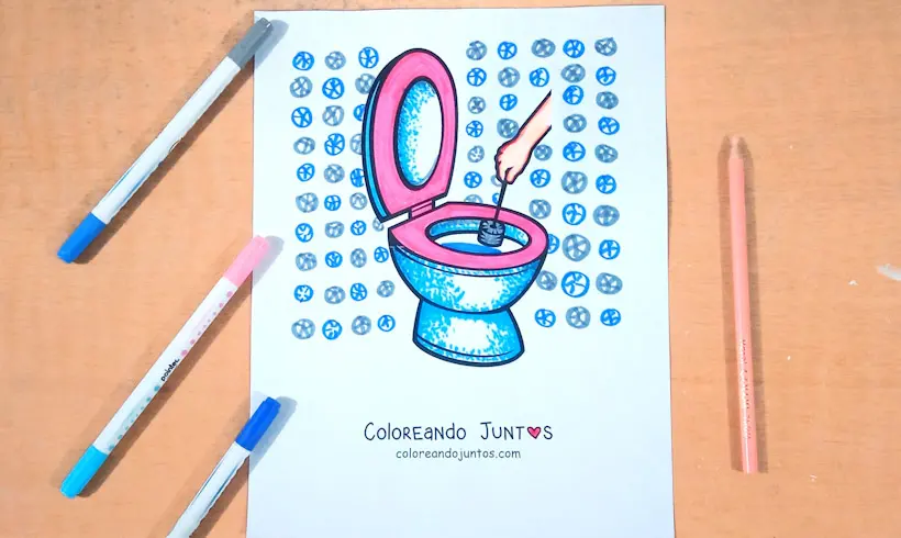 Desenho de limpar o banheiro colorido por Colorindo Juntos