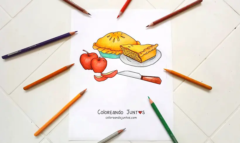 Desenho de maçã colorida por Colorindo Juntos