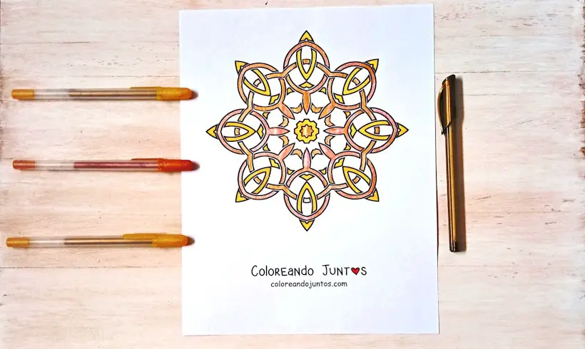 Desenho de mandala celta colorido por Colorindo Juntos