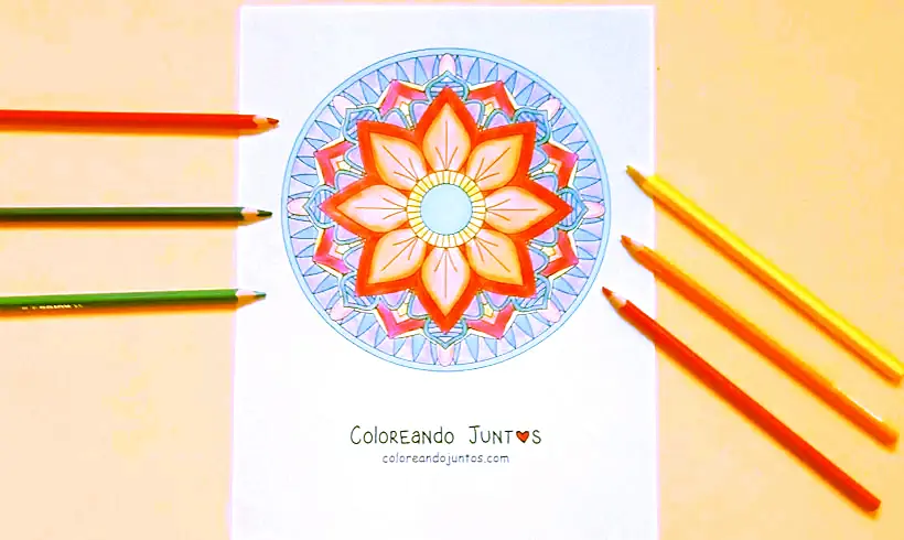 Desenho de mandala circular colorida por Colorindo Juntos