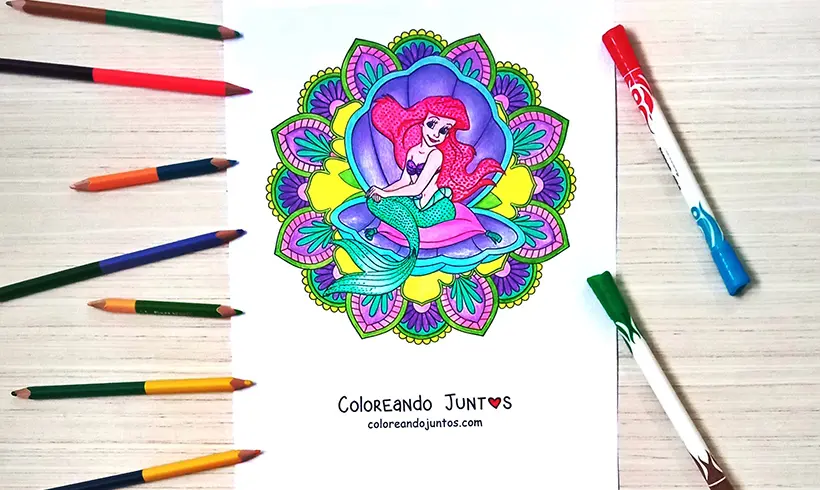 Desenho de mandala da Disney colorido pela Colorindo Juntos