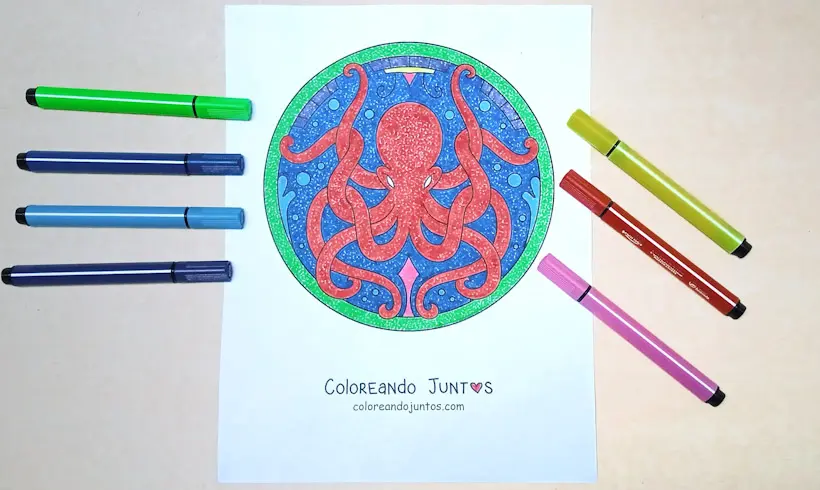 Desenho de mandala da natureza colorida por Colorindo Juntos