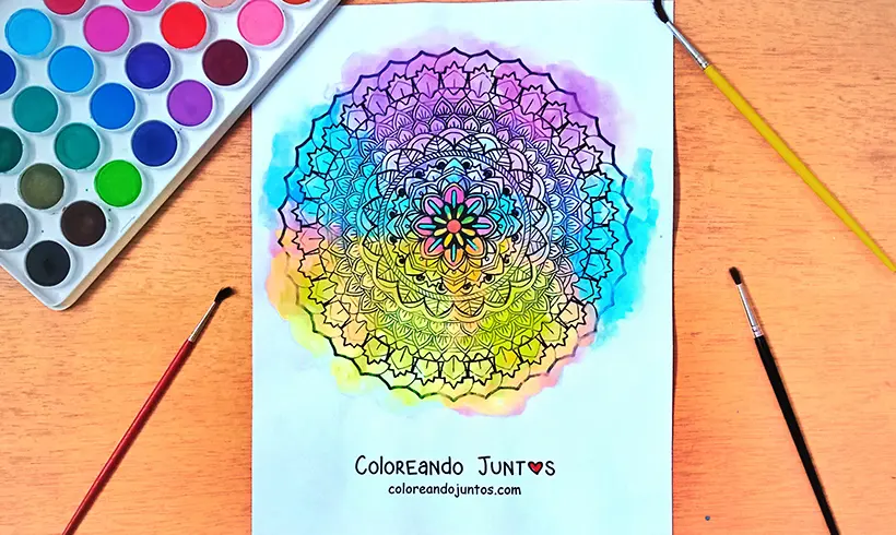 Desenho de mandala difícil colorida pela Colorindo Juntos