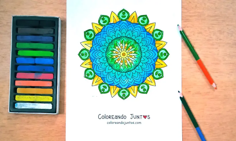Desenho de mandala hindu colorida por Colorindo Juntos