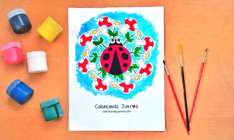 Desenho de mandala kawaii colorida pela Colorindo Juntos