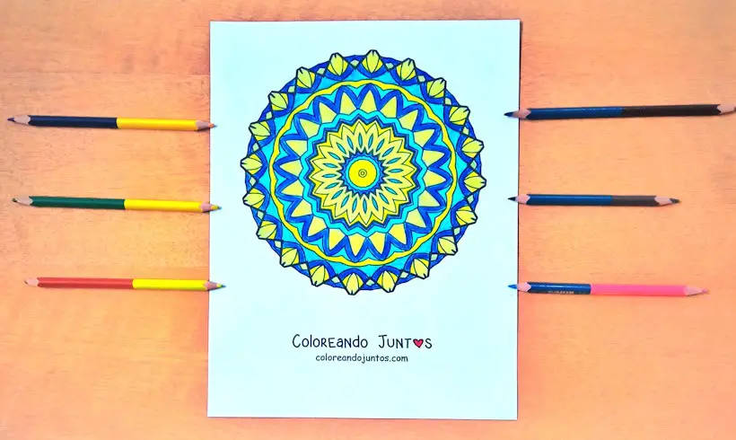 Desenho de mandala para adultos colorida por Colorindo Juntos