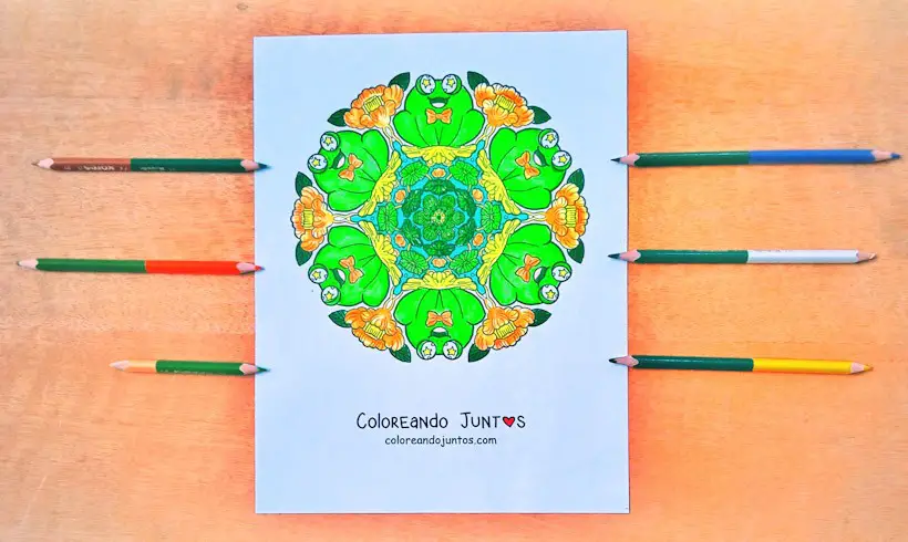 Desenho de mandala para crianças colorido por Colorindo Juntos